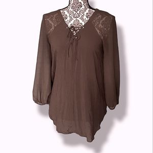 Express Green Sheer Boho Top